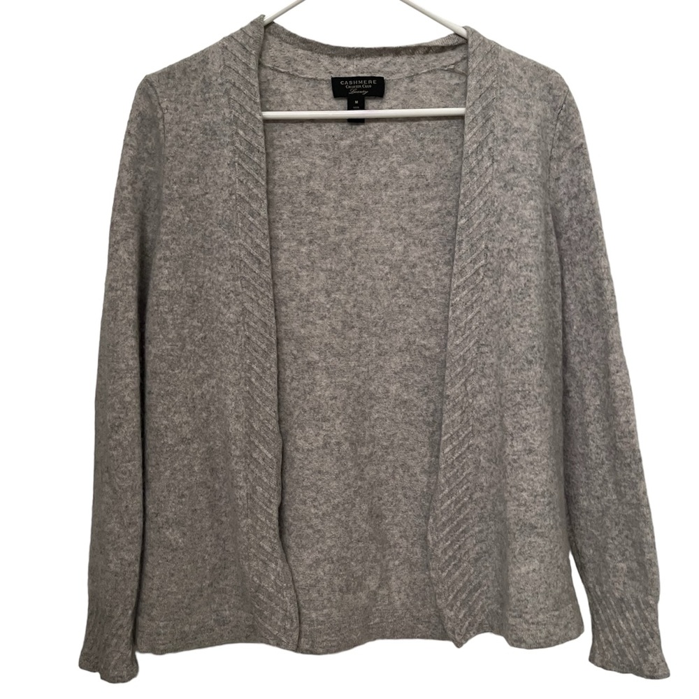 100% Cashmere Charter Club Luxury Gray Cardigan Sweater